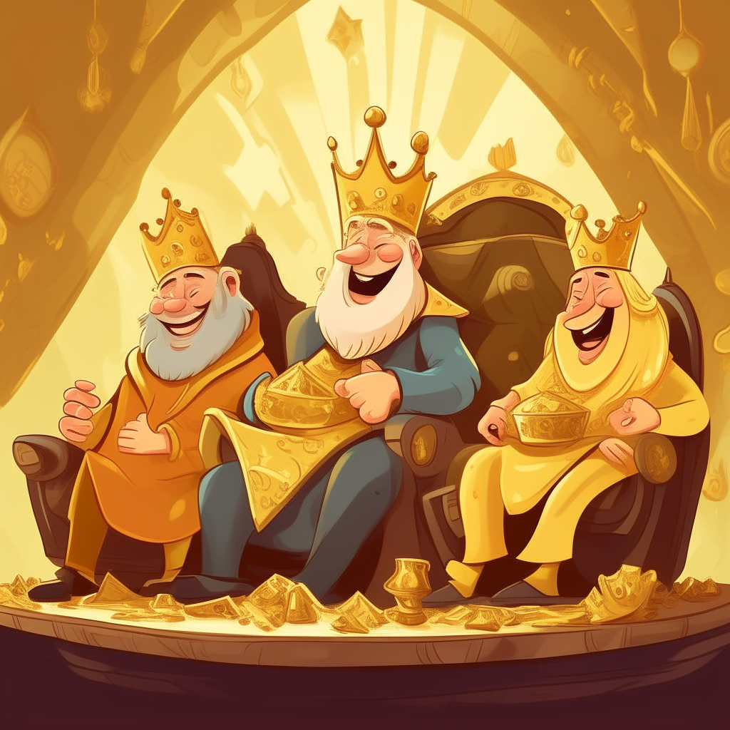 Three happy cartoon kings... | Image by SufficientDancer | Genmo